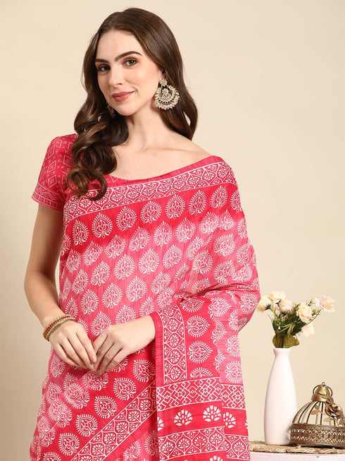 Vasthrlay Cotton Printed Mulmul Blue Saree