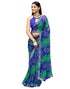 Vasthrlay Chiffon Bandhani Printed Green And Blue Saree With Unstitched Blouse Piece