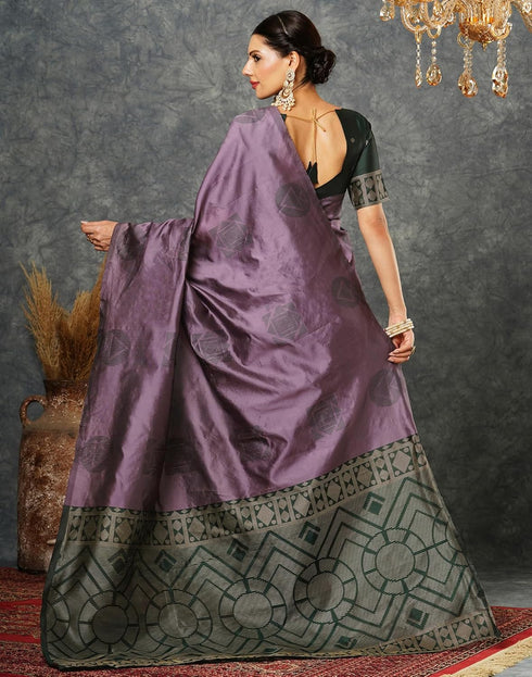 Vasthrlay Banarasi Jacquard Unstitched Teal Saree