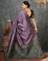 Vasthrlay Banarasi Jacquard Mauve And Green Saree With Unstitched Blouse Piece
