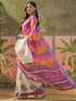 Vasthrlay Womens Printed White And Multi Saree With Unstitched Blouse Piece