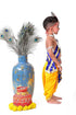 Raj Fancy Dresses Krishna Dress for Kids, Baby Krishna Dress for Janmashtami with Krishna Mukut
