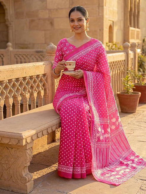 Vasthrlay Banglori Printed Dusty Saree