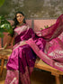 Vasthrlay Weaving Banarasi Purple | Golden Saree With Unstitched Blouse Piece