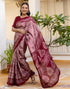 Vasthrlay Womens Printed Unstitched Maroon Saree