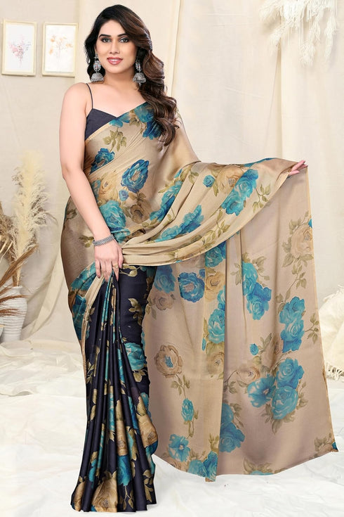Vasthrlay Fashion Chiffon Printed Grey Ethnic Wear