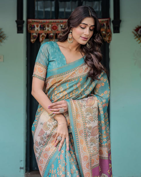 Vasthrlay Handloom Printed Tassels Saree