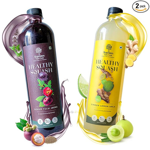 Supreem Super Foods Kokum Tulsi Jeera Squash + India Fava Beans (Pack of 2)