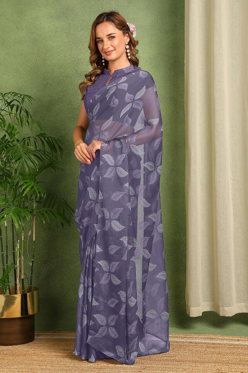 Vasthrlay Fashion Chiffon Printed Red Ethnic Wear