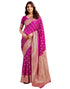 Vasthrlay Kanjivaram Banarasi Wedding Magenta Saree With Unstitched Blouse Piece