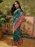 Vasthrlay Womens Weaving Teal Green Saree With Unstitched Blouse Piece