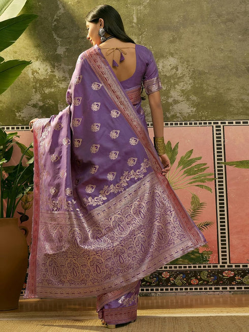 Vasthrlay Banarasi Weaving Unstitched Teal Saree