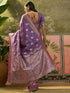 Vasthrlay Banarasi Weaving Purple Saree With Unstitched Blouse Piece