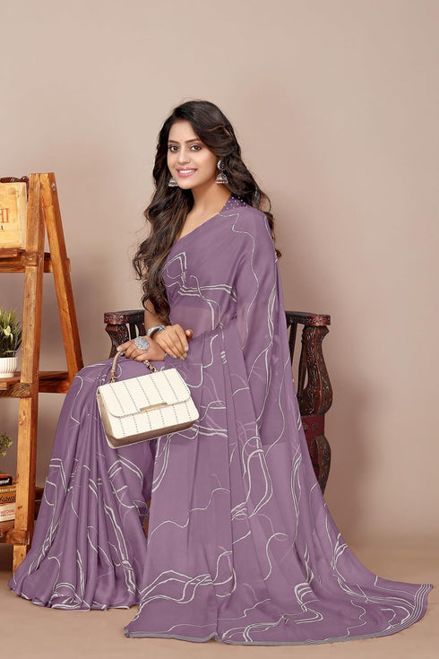 Vasthrlay Fashion Georgette Geometric Dusty Ethnic Wear