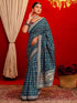 Vasthrlay Printed Bandhani Unstitched Dark Green Saree