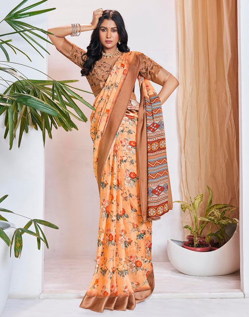Vasthrlay Georgette Printed Unstitched Multicolor Saree