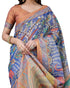 Vasthrlay Handloom Turquoise Paisley Saree