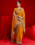 Vasthrlay Embroidery Scalloped Unstitched Maroon Saree