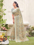 Vasthrlay Womens Abstract Unstitched Off White Saree
