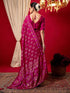 Vasthrlay Vichitra Printed Unstitched Maroon Saree