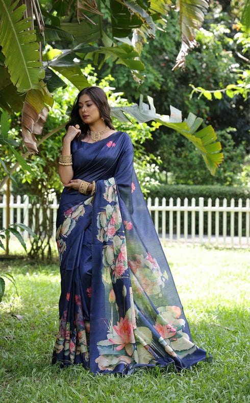 Vasthrlay Tussar Beautiful Royal Blue