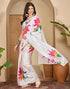 Vasthrlay Womens Printed Unstitched White Saree