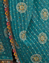 Vasthrlay Georgette Scalloped Unstitched Dark Green Saree