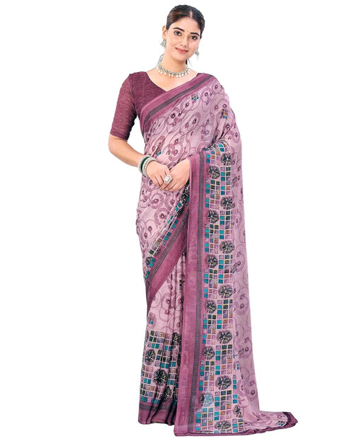 Vasthrlay Georgette Bandhani Unstitched Teal Saree