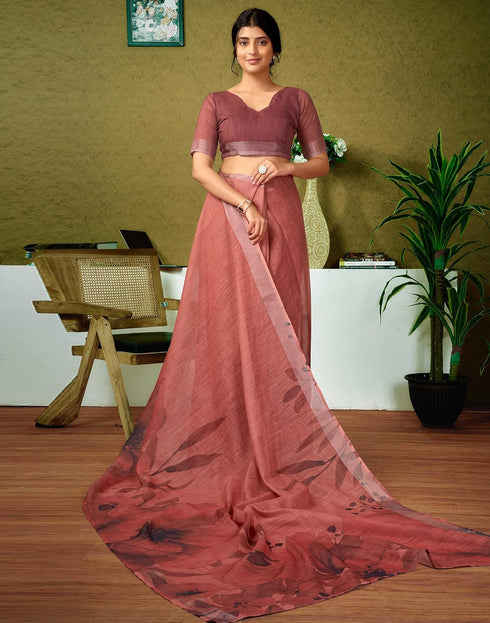 Vasthrlay Womens Cotton Printed Pink Saree