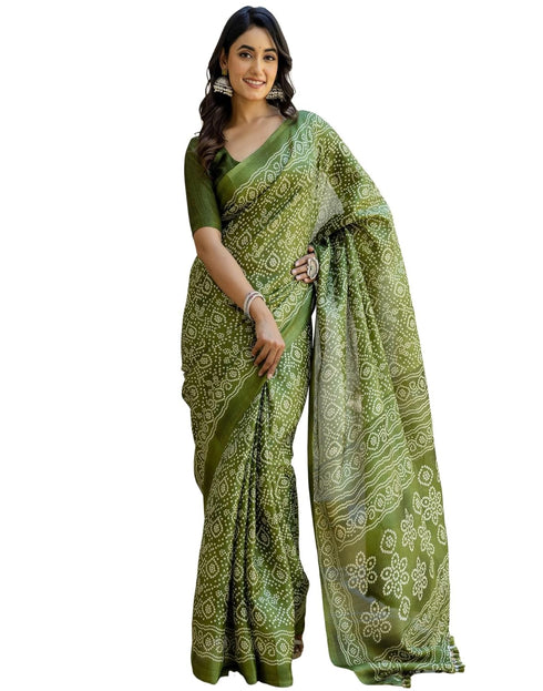 Vasthrlay Bandhani Printed Unstitched Wine Saree