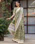Vasthrlay Womens Printed Unstitched White Saree