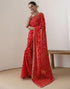 Vasthrlay Georgette Bandhani Red And Golden Saree With Unstitched Blouse Piece