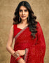 Vasthrlay Georgette Traditional Dark Red Saree With Unstitched Blouse Piece