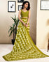 Vasthrlay Womens Printed Unstitched White Saree