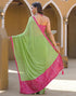 Vasthrlay Chiffon Bandhani Unstitched Light Green Saree