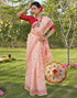Vasthrlay Womens Printed Unstitched Peach Saree
