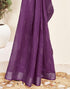 Vasthrlay Printed Striped Purple Saree With Unstitched Blouse Piece
