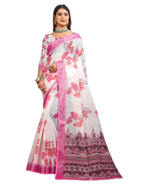 Vasthrlay Women's Cotton Kalamkari Wedding Saree With Blouse Piece