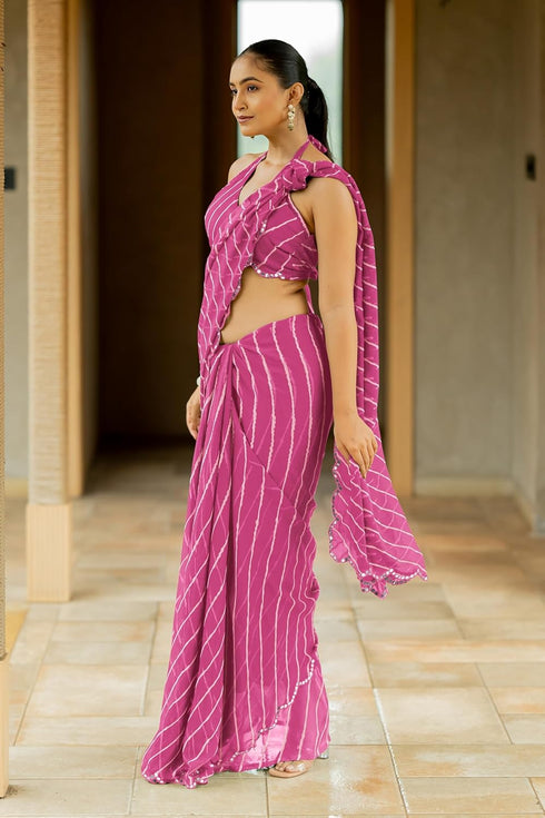Vasthrlay Fashion Georgette Leheriya Printed Ethnic Wear