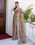 Vasthrlay Womens Printed Unstitched White Saree