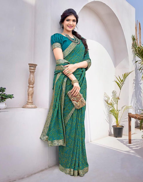 Vasthrlay Georgette Printed Jacquard Material Ethnic Wear