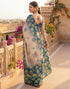 Vasthrlay Womens Printed Unstitched Navy Blue Saree