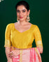 Vasthrlay Banarasi Jacquard Unstitched Pink Saree