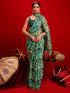 Vasthrlay Chiffon Tassels Unstitched Dark Green Saree