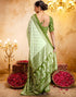 Vasthrlay Womens Printed Unstitched Light Green Saree