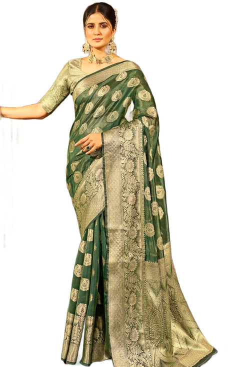 Vasthrlay Women's Organza Designer Unstitched Saree