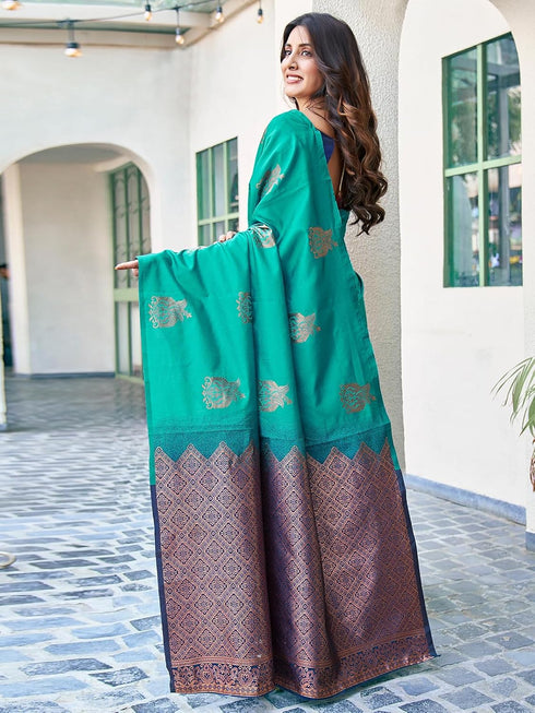 Vasthrlay Banarasi Jacquard Unstitched 3697s120n Teal