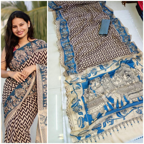 Vasthrlay Geometric Kalamkari Border Ethnic