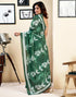 Vasthrlay Womens Printed Unstitched Dark Green Saree