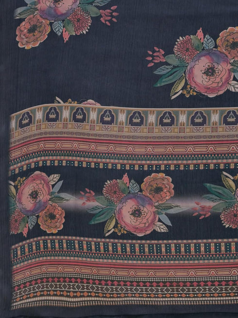 Vasthrlay Printed Dark Saree